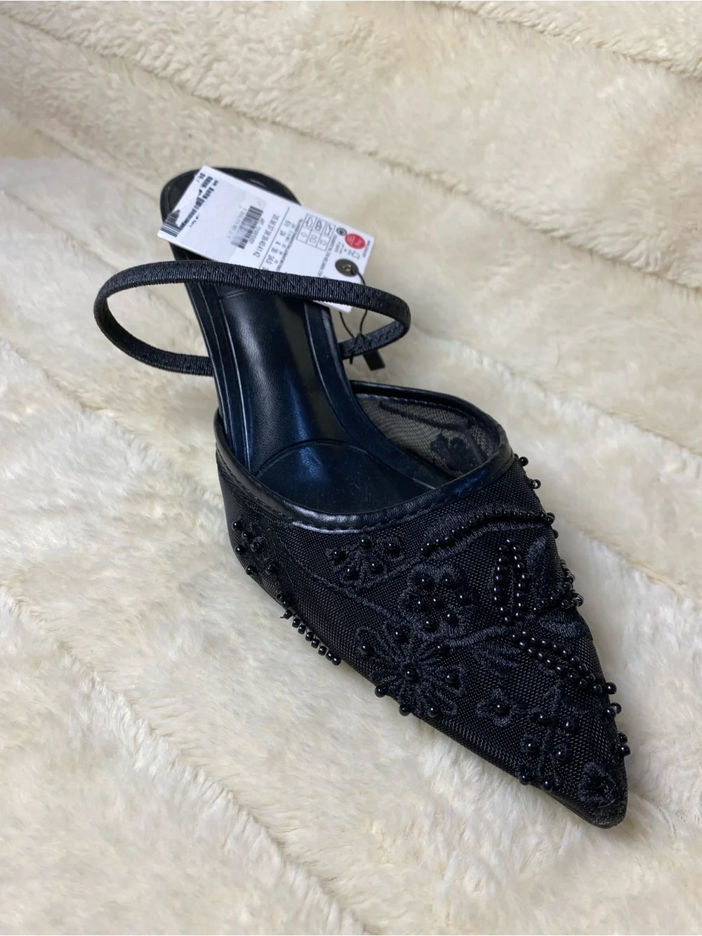 Elegant Women's Embroidered Pointed-Toe Slingback Heels